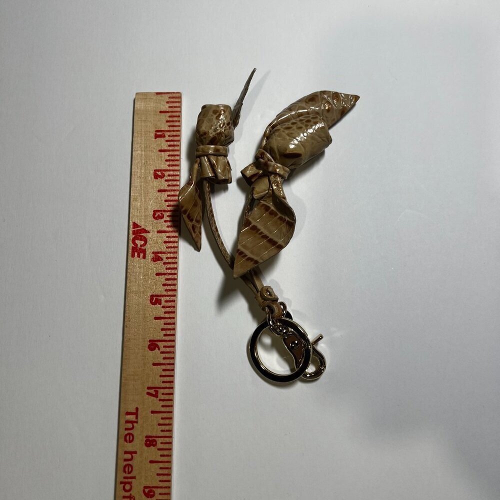 Brahmin RARE Hanging Roses Bag Charm / Key Fob Crocodile Gold - Picture 5 of 5